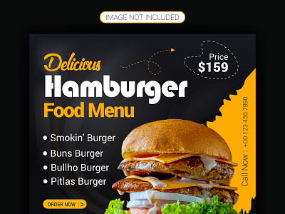 Delicious fast food hamburger social media post