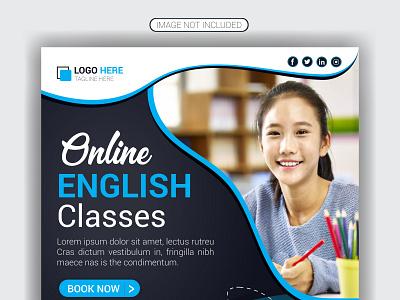 Online learn english lesson social media post design template english tutorial