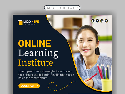 Online learn english lesson social media post design template