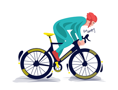 man rides on bicycle 2d art avatar cartoon character design flat flat design icon illustration logo ux vector website design