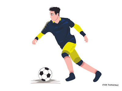 Man playing football app cartoon character digital art flat illustrations logo typography ui ux vector web