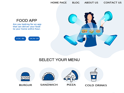 WEBSITE ILLUSTRATION adobe illustrator app avatar branding cartoon character cartoon illustration design flat food food app icon logo typography ui ux vector website design