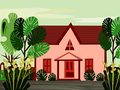 House illustration cartoon character digital art digital painting flat illustration house icon illustration nature art nature illustration portrait illustration typography ui ux vector website design