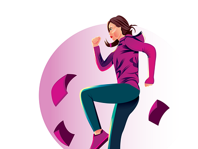 Run fast illustration avatar branding cartoon character digital art flat girl graphic design icon illustration logo portrait illustration running ui ux vector