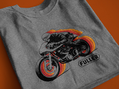 Fuller Moto 'Tailwind' Tee cafe racer fuller moto halftone illustration motorcycle retro street fighter t-shirt tee tshirt vintage visfire