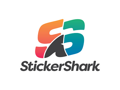 Stickershark Identity Design branding design identity logo negative space shark sticker stickershark thick lines visfire