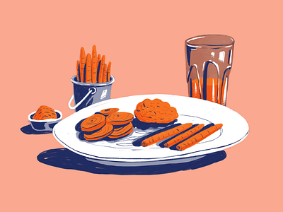 Prato dos dias. carrot drawing drink food illustration mrcoofs orange plate