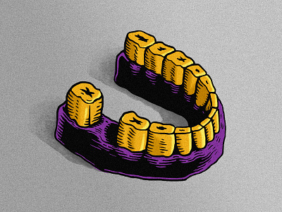 D for 36daysoftype 36days d 36daysoftype gold illustration mrcoofs teeth