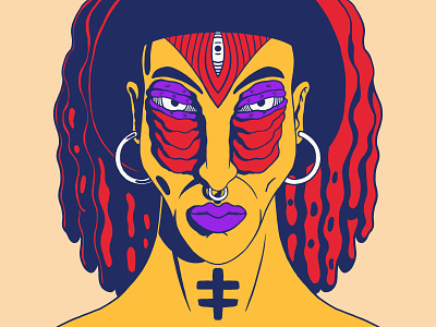 Sacred Mind Vol.I character drawing face illustration inspiration mrcoofs procreate psychedelic thirdeye yellow