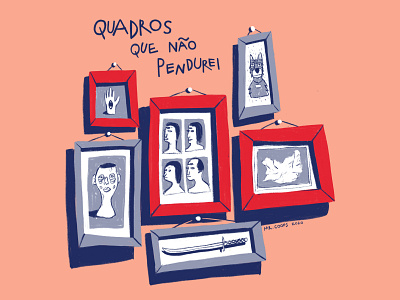 Quadros que não pendurei. dog drawing faces frame frames hand illustration mrcoofs pictures wall