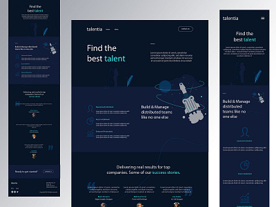 Talentia - Creative Agency Website dark mode illustration minimal modern responsive design ui web app web design
