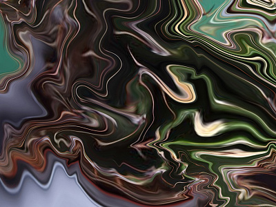 Walk through the forest 2d abstract art brown digital ebru green marbling pattern