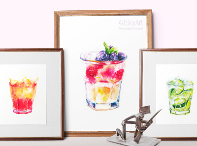 Watercolor cocktails coctail colorful food illustration illustration paint painter watercolor