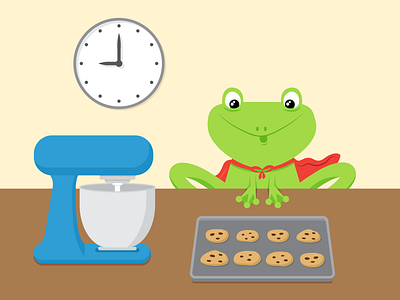 Ready For Action character design cookies frog illustration kitchen mixer