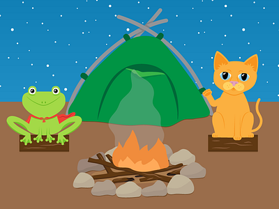 Campfire Stories campfire character design illustration tent