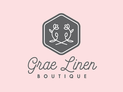 Grae Linen Logo boutique branding floral identity logo