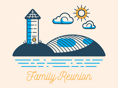 Family Reunion illustration monoline reunion