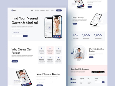 HealthCare - Landing Page Design app best design clean design design digital health care landing page doctor website design graphic design happy clinic web page healthcare landing page design medical website design medicine product landing page online marketing ui ui design uiuxdesign ux design