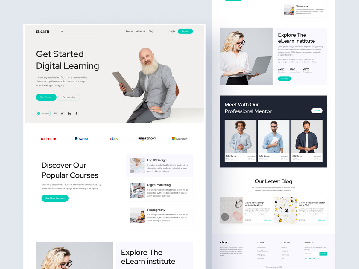 eLearning landing page design by Oyasim Ahmed for Dude Shape on Dribbble