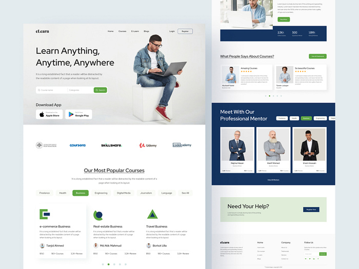 eLearning landing page design by Oyasim Ahmed for Dude Shape on Dribbble