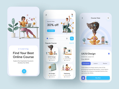 e-Learning Mobile App design 3d animation app best design branding clean design design e learning mobile app design ediocation app graphic design illustration logo motion graphics online course online marketing ui ui design ui kite uiuxdesign