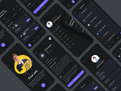 Job Finder Mobile App Design 3d android ui kits animation app best design branding clean design design graphic design illustration job finder mobile app design logo motion graphics online job online marketing search job ui ui design ui kit uiuxdesign