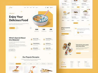 Food Delivery Landing Page Design. 3d app best design branding clean design design food online shop food web template food website graphic design illustration logo motion graphics online marketing ui ui design ui kit uiuxdesign web design