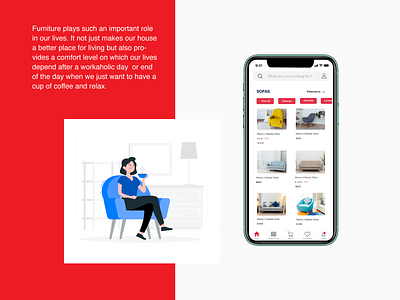 furniture app design flat ui