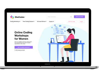 Redesign web Shecodes design flat learning learning app minimal online online learning ui uidesign web web design webdesign website