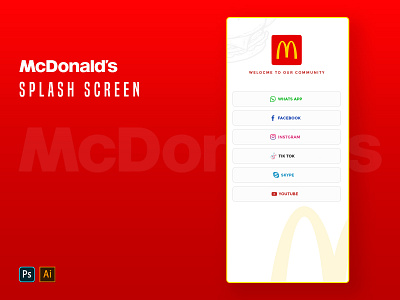 McDonalds Social media Splash Screen app branding design graphic design illustration logo ui ux vector web