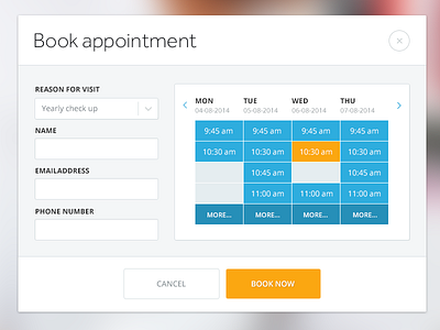 Book Appointment appointment book care date form health overlay popup