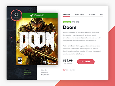 Product card card color design doom game product shop ui visual web