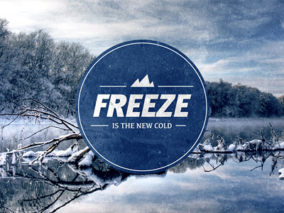 Freeze blue brand cold ice logo study trees water winter