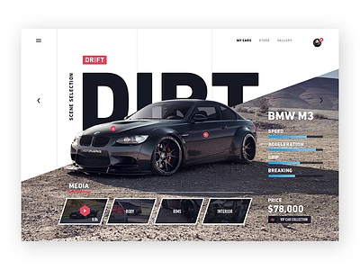 Car concept website animation car clean collection interface navigation specs ui web website