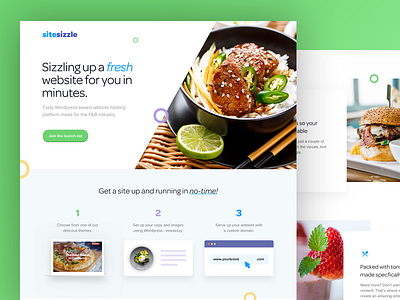 Sitesizzle landing page branding clean concept design food fresh landing page logo ui web website