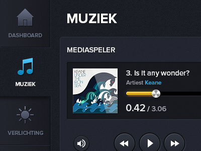 Menu active dashboard domotica dutch icons menu music player