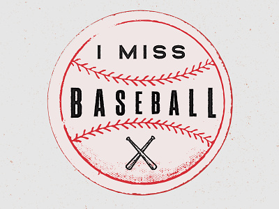 I Miss Baseball badge baseball halftone phillies retro stamp vintage