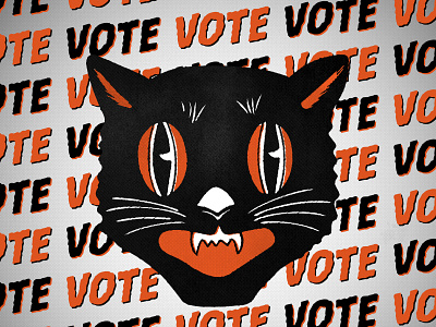 VOTE black cat halloween illustrator orange photoshop vintage vote vote2020