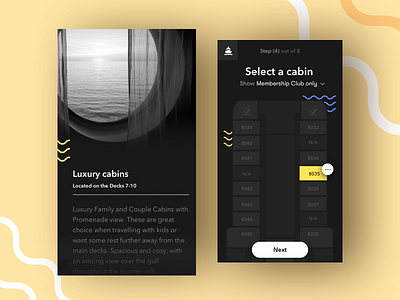 Booking process mobile card booking concepts cruise mobile ui