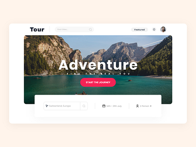 Tourism landing page design in adobe xd | ui design | adventure