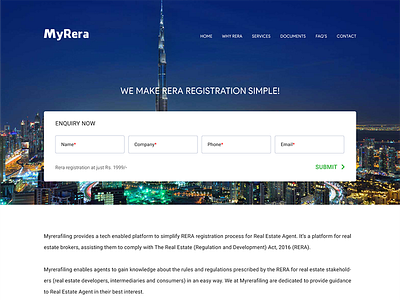 MyRera platform real estate real estate agent registration ui user interface ux