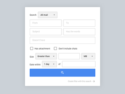 Google mail advance search redesign