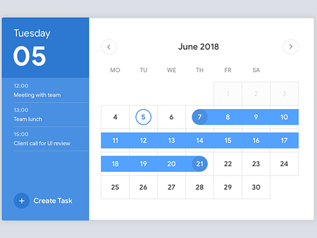 Calendar by Naveen Reddy on Dribbble