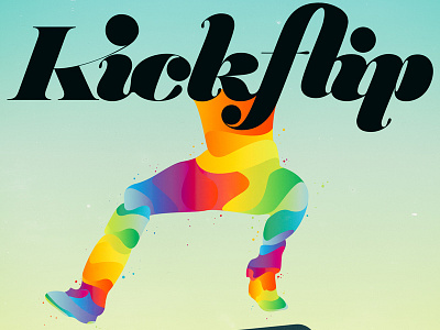 Kickflip colour effects illustration kickflip skateboarding typography