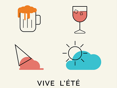 vive l'ete alcohol branding drinks icons icons design illustration summer summertime vector illustration vectorart