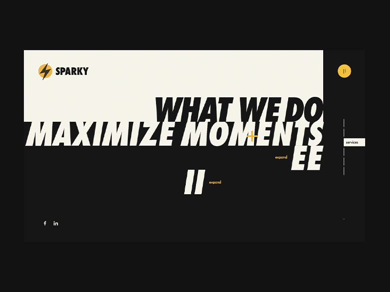 Sparky.us | Seamless transitions animation boldtypography interaction microinteraction transitions typography ui webdesign
