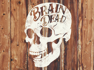 Brain Dead! lettering skull texture vintage