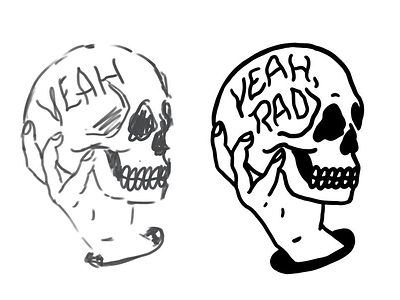 Yeah, Rad apparel blackwork illustration lettering skull tattoo traditional tattoo typography