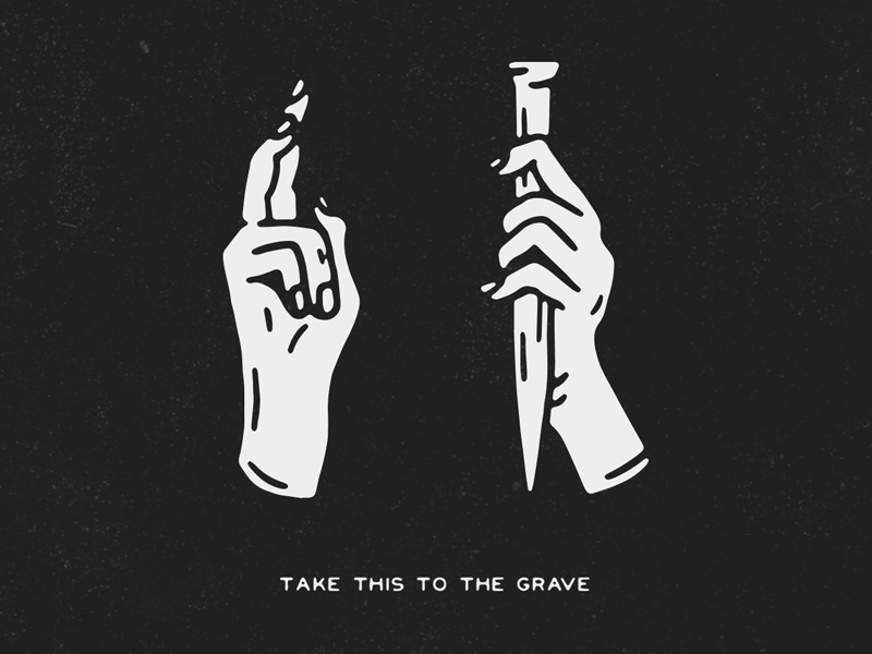 TAKE THIS TO THE GRAVE black blackwork traditional tattoo texture vintage script hand lettering lettering tattoo illustration