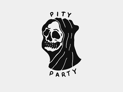 Pity Party lettering reaper skull tattoo tattoo flash traditional